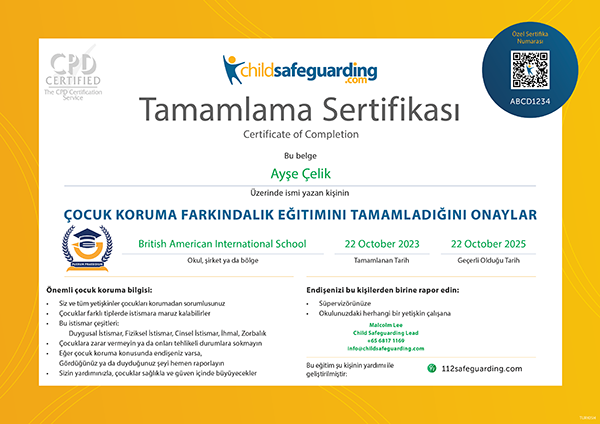 Turkish Child Protection Training Certificate