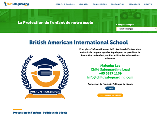 Child Protection Tutorial for Parents Organization Webpage - FRENCH