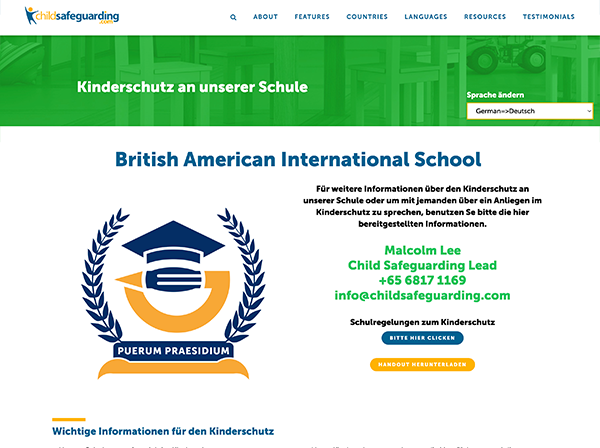 Child Protection Tutorial for Parents Organization Webpage - GERMAN