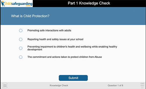Level 1 - Fundamental Child Protection Training for Educators Knowledge Check