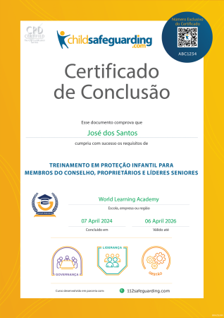 Child Protection Training for Board Members, Owners, and Senior Leaders Certificate - BRAZILIAN