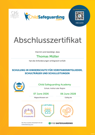 Child Protection Training for Board Members, Owners, and Senior Leaders Certificate - GERMAN