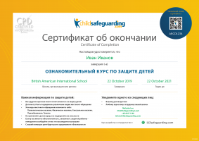 Russian Child Protection Training Certificate